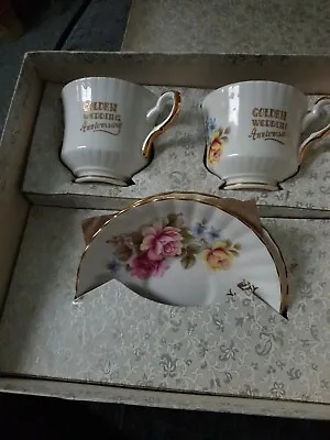 Buy Royal Stafford Bone China Golden Wedding Anniversar Cups  Made In England Flower • 10£
