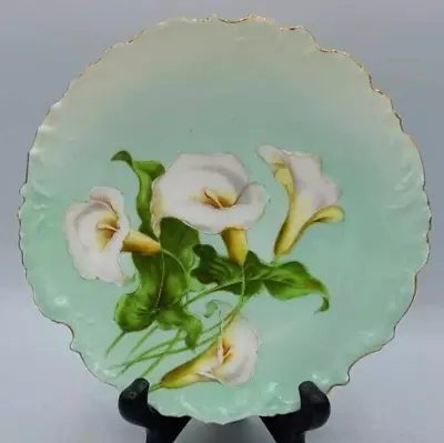 Buy Antique Hand Decorated CALLA LILY Flower Plate 7.5  Ruffled Edge Bavarian China • 14.46£