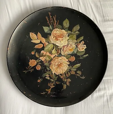 Buy 19” Antique WATCOMBE POTTERTY (Torquay)  HAND Painted BLACK Ground WALL PLATE • 135£