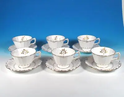 Buy Royal Crown Derby SET 6  Wentworth A963 Bone China Ftd Cup Saucers First Quality • 74.92£
