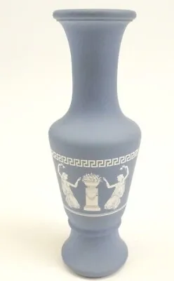 Buy Vintage Greek Key Goddesses Light Blue Glass Bud Vase Avon Wedgewood Inspired  • 9.01£