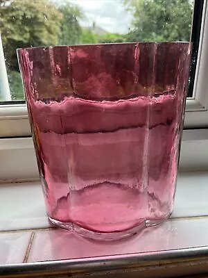 Buy Beautiful Cranberry Art Glass Vase Flutted Art Deco - 7.75” Tall • 21£