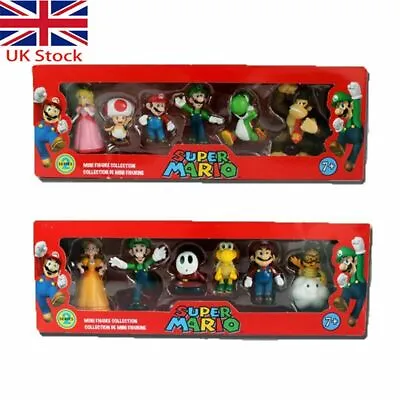 Buy 6PCS Super Mario Bros Action Figure Toys Dolls Luigi Yoshi Mushroom Kids Gifts • 2.56£