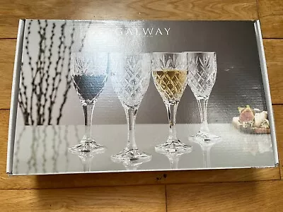 Buy Galway Crystal Renmore Set Of 4 Wine Glasses Brand New In Box Traditional Style • 20£