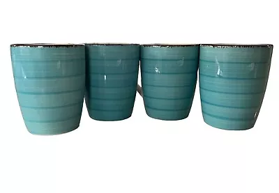 Buy Royal Norfolk Coffee Mugs Turquoise With White Handles-Set Of 4 • 21.08£