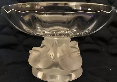 Buy Lalique Clear Crystal NOGENT MINT DISH W/Frosted Birds Pedestal, Footed, 5 1/2”D • 302.63£