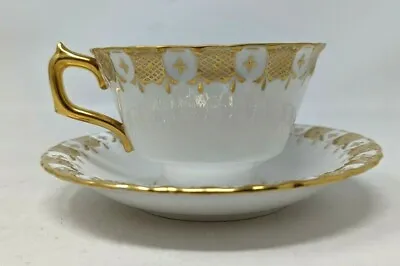Buy Royal Crown Derby Heraldic White And Gold Tea Cup And Saucer  • 23.99£