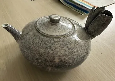 Buy Small Oriental Teapot Hand Signed Unusual Leaf Handle VINTAGE • 18.22£