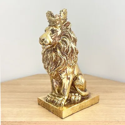 Buy Gold Lion Ornament King Statue Sculpture Home Decor Large Animal Figurine Cat • 24£