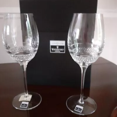 Buy  Pair Of Irish ‘Waterford’ Crystal Red Wine Glasses (New; Perfect; Boxed) • 124.95£