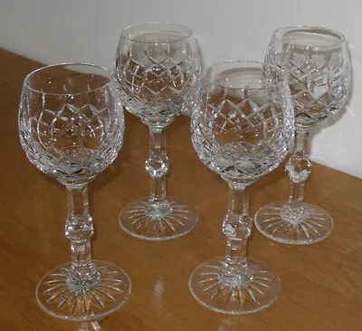 Buy Set Of 4  Crystal  Cut Wine Glasses 18cm - Good Quality Heavy - Unused • 22.50£