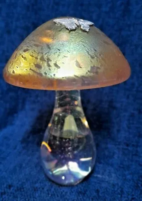 Buy Heron Glass Giant Gold Coloured Mushroom With Butterfly - 16 Cm - Handmade UK  • 45£