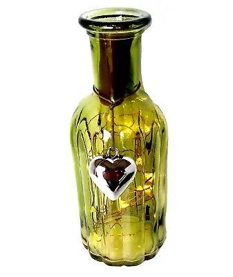 Buy Vintage Green Glass Bottle, Led Lamp, Decor Flower Vase, Man Cave Home Nice Gift • 14.95£
