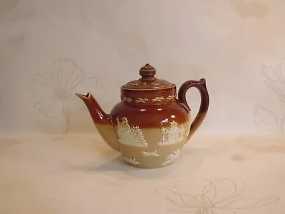 Buy Doulton Lambeth  Antique Stoneware Salt Glazed Tea Pot With Hunting Scene   • 24£