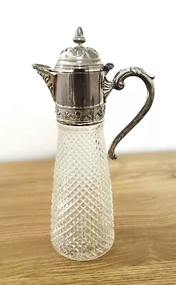 Buy Vintage Art Deco Silver Plate? Cut Glass Water Wine Jug Decanter 31 Cm Tall • 29.99£