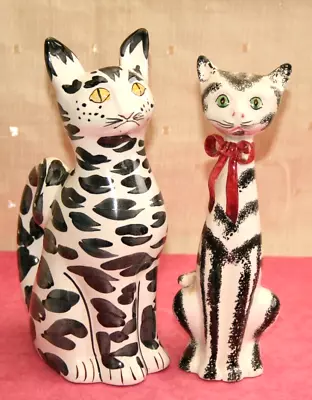 Buy Two Vintage Pottery Cats, 1950s / 60s, Italy, Giorgio Gubbio, Mancioli, Raymore • 79.99£
