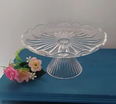 Buy Vintage Small Clear Glass Cake Stand Depression Glass Pressed Glass Cakestand  • 12£