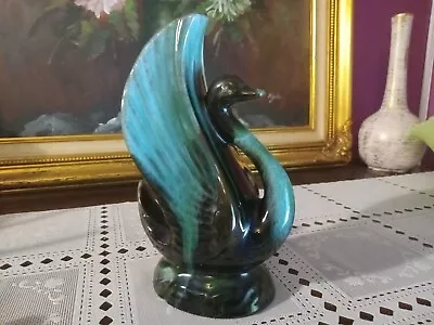 Buy Vintage BMP Canada Art Deco Pottery Swan Vase Turquoise And Green Drip Glaze   • 21.81£