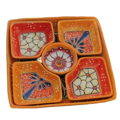 Buy Mexican Hand Made Ceramic Talavera Style Square Salsa Removable  Bowls Folk Art • 38.47£