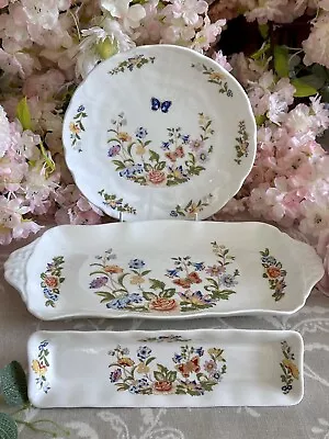 Buy Aynsley Cottage Garden Serving Sandwich Tray Scalloped Cake Plate & Mint Tray • 24.99£