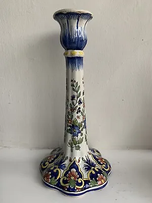 Buy Antique French Art Pottery Faience Desvres Rouen Candlestick • 22£