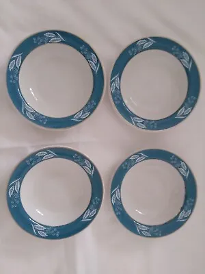 Buy W.H. Grindley Blue Rapture Four Small Bowls White Granite Vitrified Vintage  • 20£