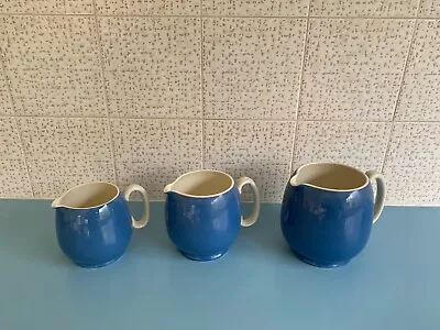 Buy Vintage Sadler Pottery Set Of 3 Blue Jugs • 4.99£