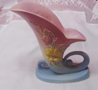Buy VTG Hull Art Pottery USA 19-8 1/2 'Magnolia' Cornucopia Vase Pink, Blue, Yellow • 14.34£