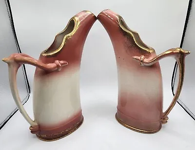 Buy 10.5  19th Century Royal Fenton Ware Staffordshire England Pink Vase Set Of 2 • 123.28£
