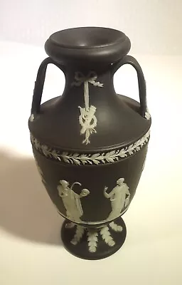 Buy Unusual Wedgwood Black Jasperware Handled Vase 7 1/4  • 40.21£