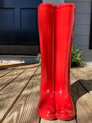 Buy Red Ceramic High Boots Shaped Umbrella Stand Vase • 124.98£