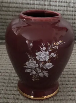 Buy Prinknash Vase Gloucester Pottery Purple White Floral Gold Gilt Trim Vintage • 6£