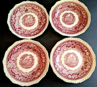 Buy Vintage Masons Patent Ironstone China Vista Pink  England Saucers 5.7/8 Set Of 4 • 25.56£