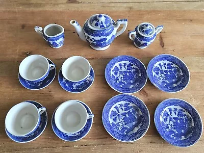 Buy Bone China Miniature Willow Pattern Tea Set • 4.50£