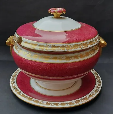 Buy Bone China Wedgwood Whitehall Ruby Soup Tureen With Underplate • 90£