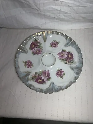 Buy Floral Pattern Oyster  Plate Trimmed In Blue And Gold Marked Limoges France • 75.90£