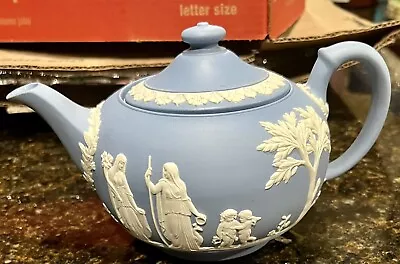 Buy Antique Wedgwood Jasperware Teapot Blue Made In England - Preowned • 144.67£
