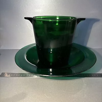 Buy Champagne Wine Cooler Green Glass + Matching Bowl Vintage • 55£