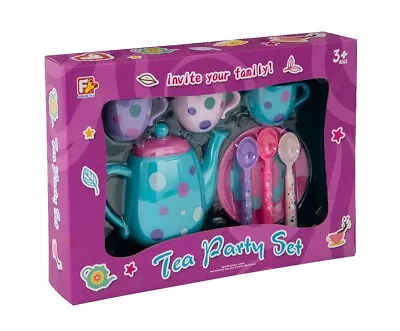 Buy 27cm 8pc Tea Set For Kids Play Spoon Plate Teapot Cup Children New In Gift Box • 7.99£
