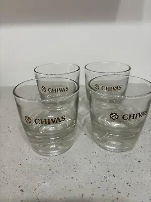 Buy 4 X Large Chivas Heavy Bottomed Glasses. 10 Cm High X 9 Cm Wide. Immaculate • 22£
