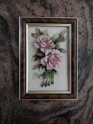 Buy Vintage Framed Capodimonte Roses - Made In Italy - Rare - Signed • 42.68£