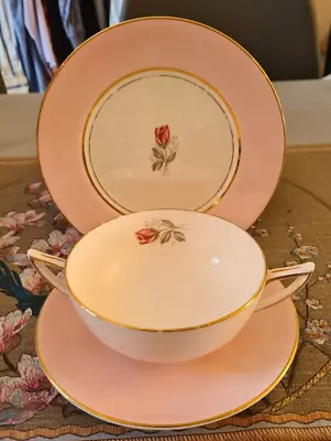 Buy Shelley Fine Bone China Pink Rose Soup Coupe Trio (coupe, Saucer & Side Plate) • 14.99£