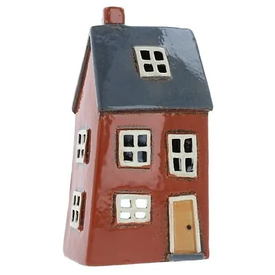 Buy Village Pottery Tall House Tealight Holder - Orange/Grey 331026 • 19.99£
