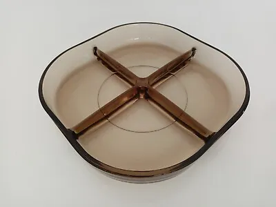 Buy Mid Century Italian Smoked Glass 4 Section Dish. Vintage Glassware Tableware  • 9.99£