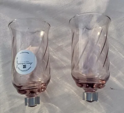 Buy 2 Vintage Homco Light Pink Swirl Glass Votive Cups Candle Holders Peg Bottom • 13.25£