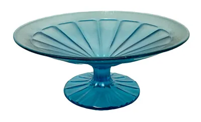 Buy Iridescent Celestial Blue Stretch Glass Dish On Pedestal - 6.75” Wide 3” Tall • 19.25£