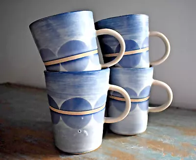 Buy Mugs-Set Of 4 Handthrown & Decorated Stoneware Pottery Cups • 28.99£