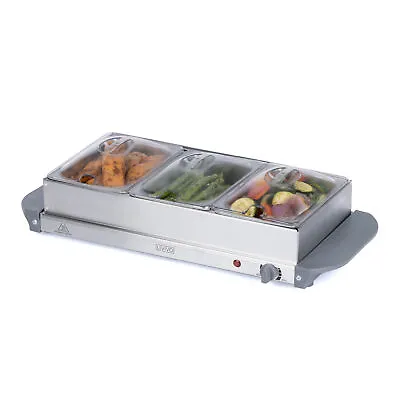 Buy 3 Pan Food Warmer Buffet Server Hot Plate 3 Tray Adjustable Temperature 300W • 34.94£