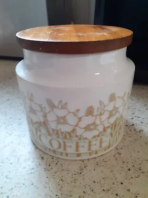 Buy Vintage Hornsea Fleur Coffee Storage Jar, Wooden Lid • 2.99£