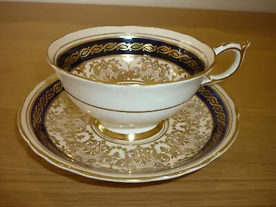 Buy Paragon China Cabinet Tea Cup And Saucer Blue Gold Pink Rose A342 • 19.99£